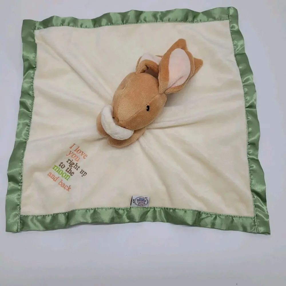 Guess How Much I Love You Bunny Rabbit Plush Security Baby Blanket Lovey Green